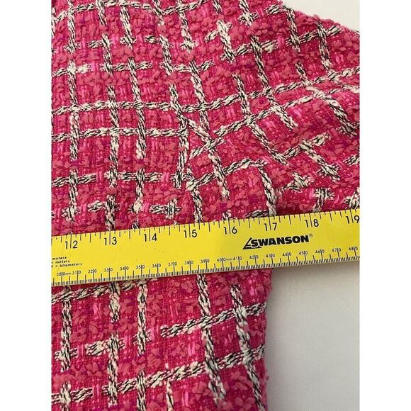 Doncaster Collection Hot Pink Tweed Black & White Weave Blazer Jacket Size 2 - Picture 11 of 11